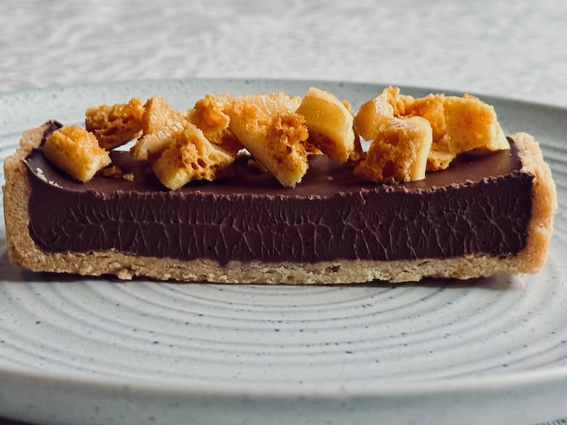 Classic chocolate tart with honeycomb (2) Forkful Food Salmon Pea Mousse